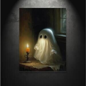 New! GHOST Canvas 5X7 Wall Art - Ghost with Candle Canvas Print
